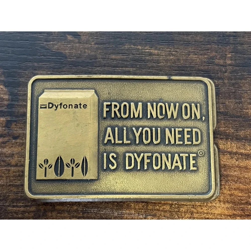 Vintage From Now On All You Need is Dyfonate Belt Buckle Brass‎ Agriculture USA
